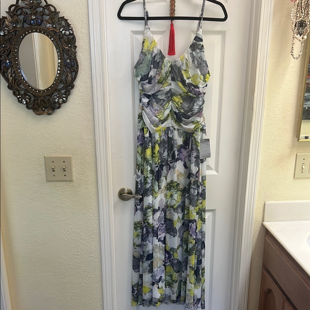 Maggy London Blue Green Spaghetti Strap Sundress Maxi